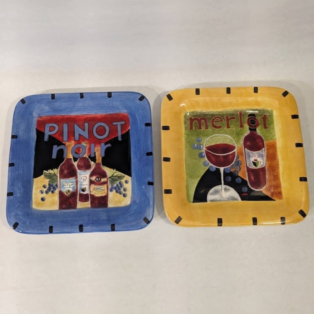 Certified International Jennifer Brinley Wine Appetizer Plates Set of 2 Square